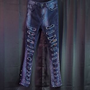 VIP Dark Blue Distressed Skinny Jeans